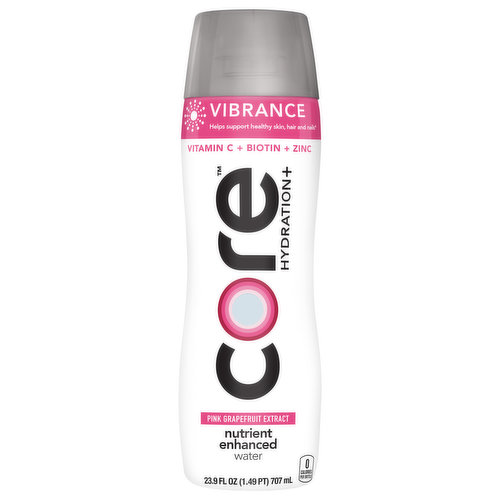 CORE Hydration+ Vibrance, Pink Grapefruit Extract Nutrient Enhanced Water with Vitamin C, Biotin and Zinc, 23.9 Fl Oz Bottle
