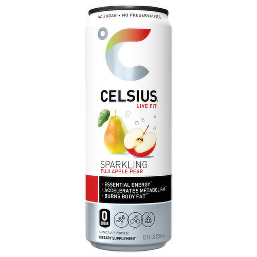 Celsius Energy Drink, Fuji Apple Pear, Sparkling