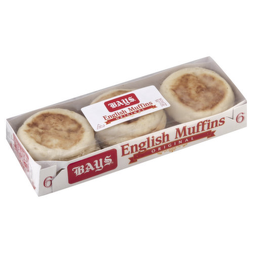 Warm, toasted Bays English Muffins are the perfect start to a new day. Continuing on a tradition that began in 1933, Bays English Muffins are baked according to an original family recipe. Because we use only the finest ingredients, our muffins have a crispy, golden crust, a mouth-watering aroma, and a fresh-baked taste - making them deliciously satisfying with butter, jam or any of your favorite toppings. Bays English Muffins make great individual pizzas, tuna melts, burgers, breakfast sandwiches and much more! For more inspiring meal ideas, or if you have questions about our product, visit www.bays.com or call 1-800-FOR-BAYS.