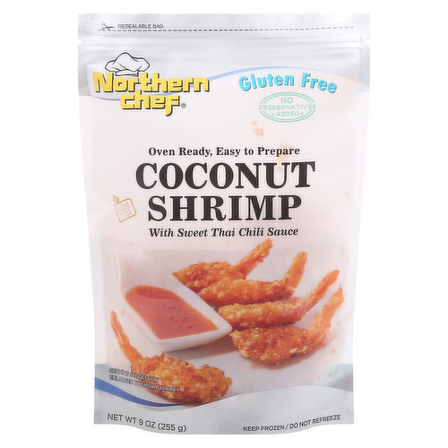 Oven ready, easy to prepare. Dine well, feel well, live well. No preservatives added. Coconut Shrimp: Northern Chef Coconut Shrimp are produced without the use of preservatives. These shrimp are lightly dusted by hand with coconut flakes. Just follow the easy heating instruction below to finish them off to a crunchy golden brown and serve with the included sweet Thai chili dipping sauce. Precooked. Look for our complete line of product under our brands: Royal Asia. Northern Chef. We take our philosophy of dine well, feel well, live well, to dine well products are carefully chose based upon the following criteria: High quality seafood above industry standards. Consistently great tasting flavor and texture. Responsible practice to ensure the future supply of fish.