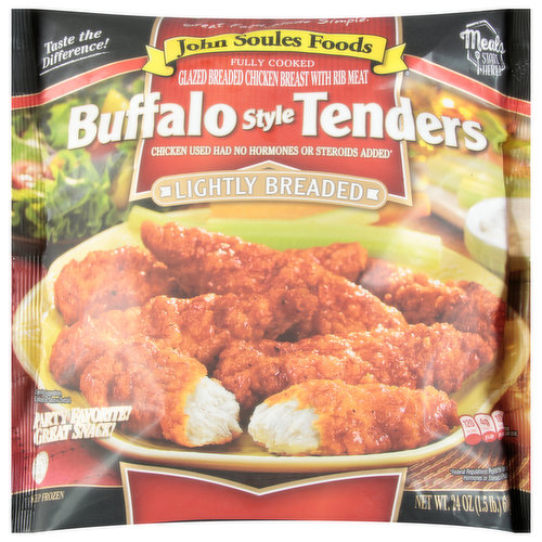 New! Great food, made simple. Taste the difference! Fully cooked. Party favorite great snack! The customer matters to Us. At John Soules Foods our goal is to give you the best product we can make. We use premium white meat chicken, superior breading, flavorful blends of seasoning and sauces to deliver the quality you expect. It is important to us that all of our products are made with the same care you would make for your family. From our kitchen to yours, enjoy. Good food, made simple. From our kitchen to yours, enjoy.