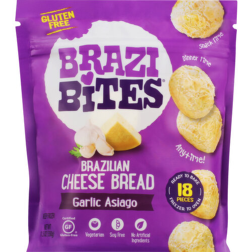 Brazi Bites Cheese Bread, Brazilian, Garlic Asiago