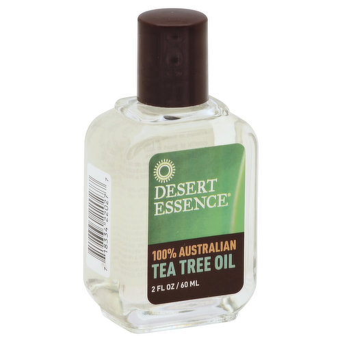 100% Australian. Desert Essence Tea Tree Oil is an essential oil grown in Australia with inherent antiseptic qualities. www.desertessence.com. Made in the USA.