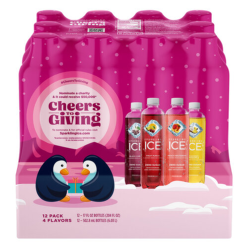  Sparkling Ice Blue Variety Pack, Zero Sugar Sparkling Water,  with Vitamins and Antioxidants, 17 fl oz, 12 count (Classic Lemonade,  Strawberry Watermelon, Grape Raspberry, Lemon Lime) : Grocery & Gourmet Food