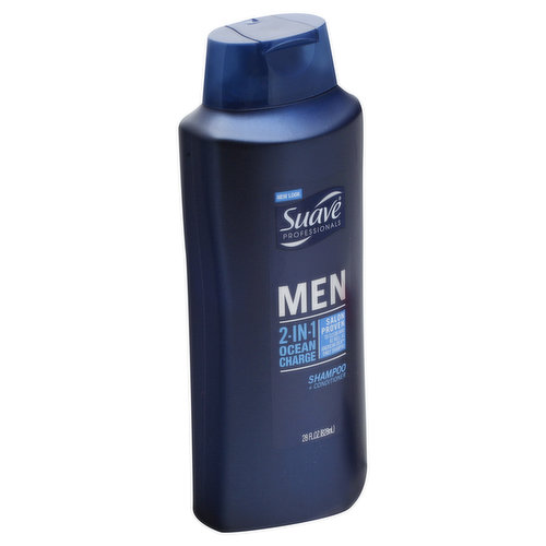 Suave Shampoo + Conditioner, 2-in-1, Men, Ocean Charge