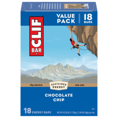 Clif Bar Energy Bars, Chocolate Chip, Value Pack