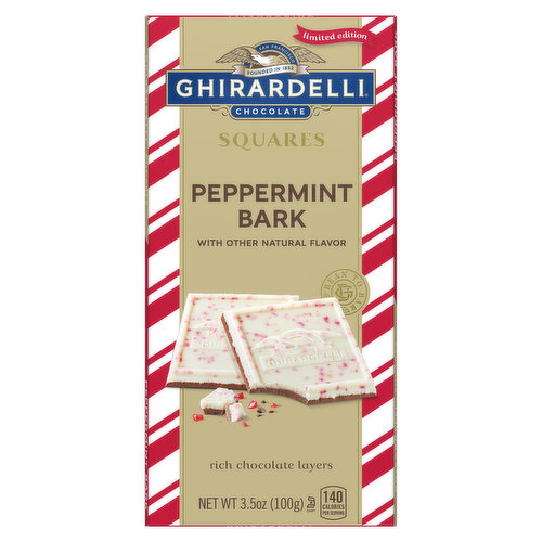Ghirardelli Chocolate, Peppermint Bark, Squares