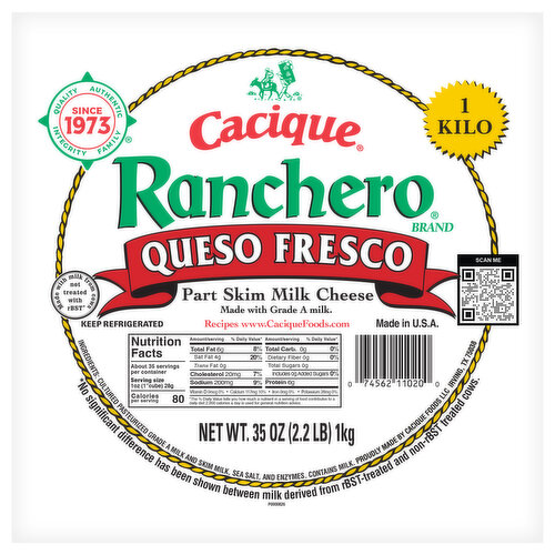 Cacique Cheese, Part Skim Milk, Queso Fresco