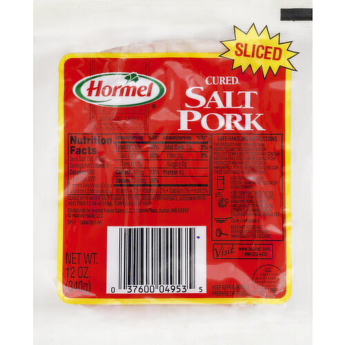 Hormel Salt Pork, Cured, Sliced