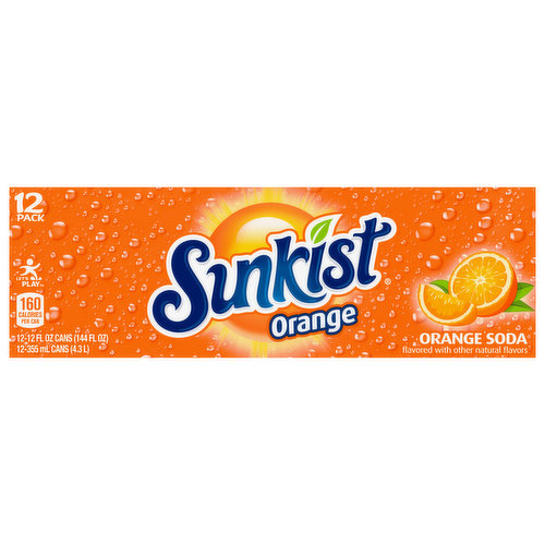 Sunkist Soda, Orange, 12 Pack