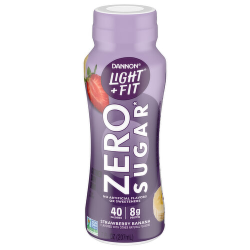 Dannon Dairy Drink, Zero Sugar, Strawberry Banana, Cultured