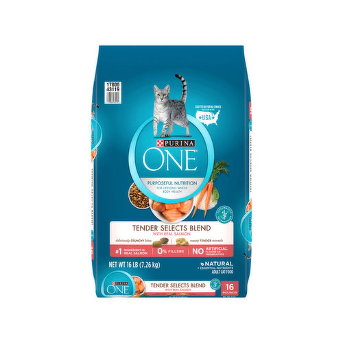O.N.E. Cat Food, Natural, Tender Selects Blend with Real Salmon, 16 Pounds