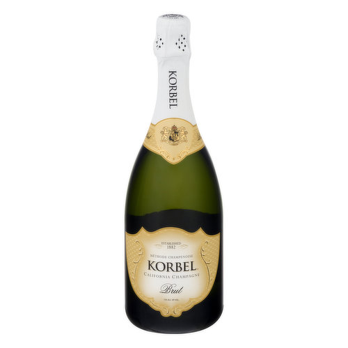 Established 1882. B.W. No 74. Dosage 1% by weight. In 1882, three brothers, Francis, Joseph and Anton Korbel established the Korbel winery in California's Russian River Valley. Since then, Korbel has been honored to become America's best selling premium champagne. Light and crisp with spicy fruit flavors, Korbel Brut is the perfect champagne to toast all of life's great moments. www.korbel.com. 12% alc. by vol. 24 Produced and bottled by F. Korbel & Bros., Inc. Made in USA.
