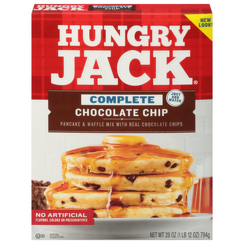 Hungry Jack Pancake & Waffle Mix, Complete, Chocolate Chip