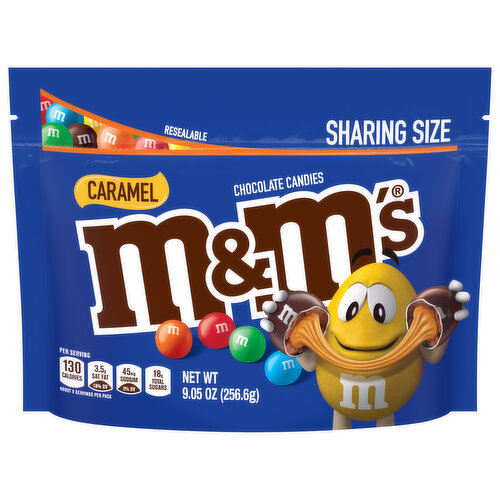 M&M's Caramel Milk Chocolate Candy Sharing Size Resealable Bag 9.05 oz