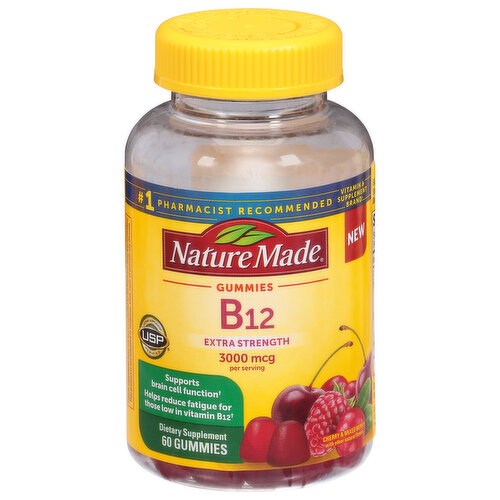 Nature Made Vitamin B12, Extra Strength, 3000 mcg, Gummies, Cherry Mixed Berry
