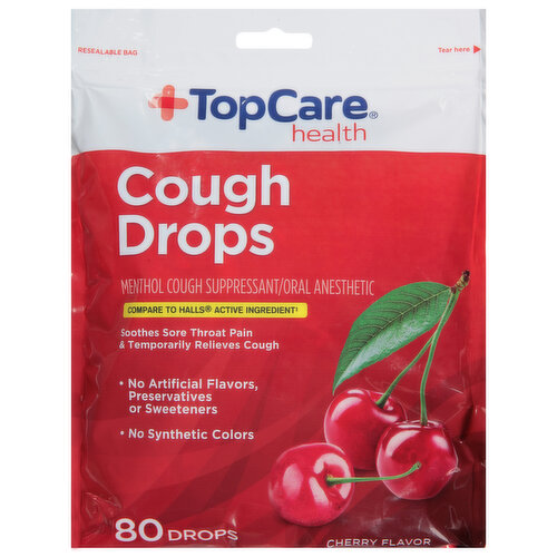 TopCare Cough Drops, Cherry Flavor