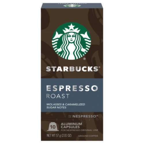 Starbucks Coffee, Ground, Espresso Roast, Aluminum Capsules