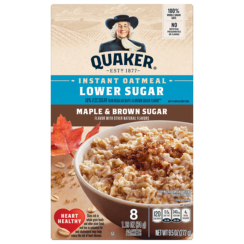 Quaker Instant Oatmeal, Lower Sugar, Maple & Brown Sugar - Spring Market