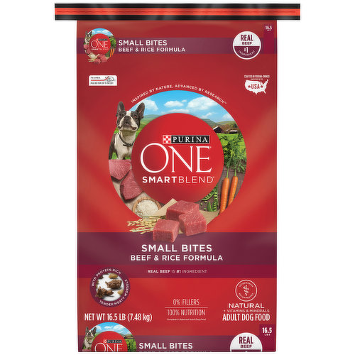 Purina One Natural Dry Dog Food, SmartBlend Small Bites Beef & Rice Formula