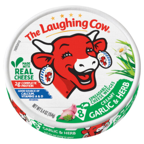 The Laughing Cow Spreadable Cheese Wedges, Creamy & Garlic Herb
