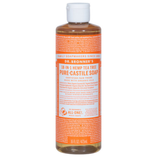 Dr. Bronner's Soap, Pure-Castile, 18-in-1, Hemp, Tea Tree