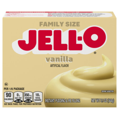 Jell-O Pudding & Pie Filling, Vanilla, Instant, Family Size