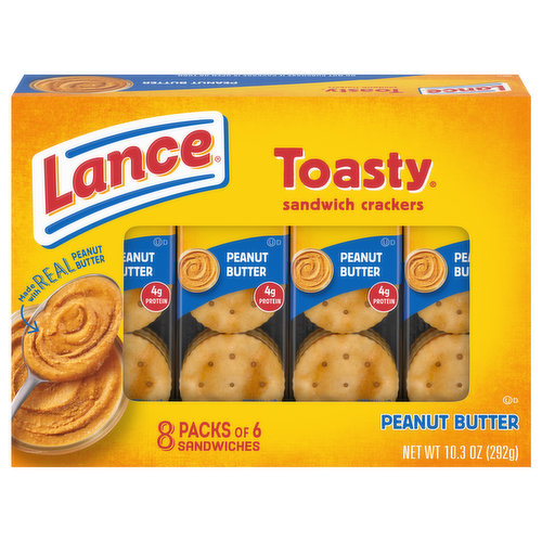 Lance Sandwich Crackers, Peanut Butter, 8 Packs