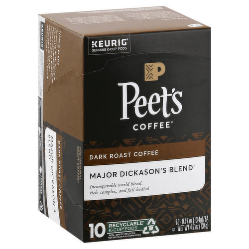 Peet's Coffee Coffee, Dark Roast, Major Dickason’s Blend, K-Cup Pods