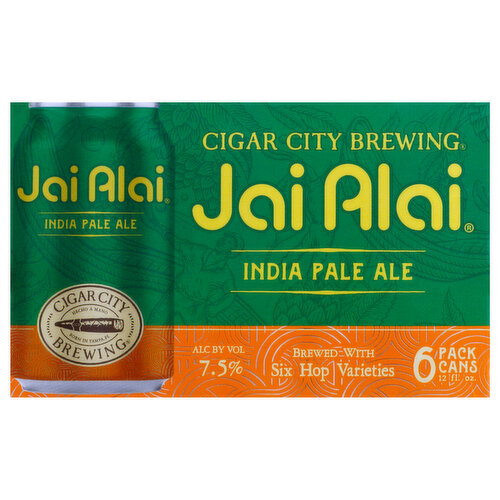 Cigar City Brewing Beer, India Pale Ale, Jai Alai, 6 Pack