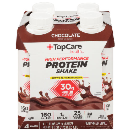 TopCare Protein Shake, High Performance, Chocolate, 4 Pack