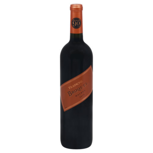 James Suckling. 90 points. Broquel means shield and symbolizes a family's heritage. Originally, the grapes were sourced from the vineyards surrounding the winery, but nowadays, our winemakers choose the best terroirs for each variety to elaborate these outstanding wines. The ultra-premium Broquel range shows fruit concentration at its best. The grapes were hand harvested in the last week of March from high-altitude vineyards of over 15 years of age. After a careful elaboration process including a long maceration, the wine aged in oak barrels during 15 months. The wine shows a beautiful balance of ripe tannins and a long finish. To be enjoyed now or leave 4 to 5 years cellaring. 14% alc by vol. Produced & bottled by Bodega Trapiche in Mendoza, Argentina. Product of Argentina.