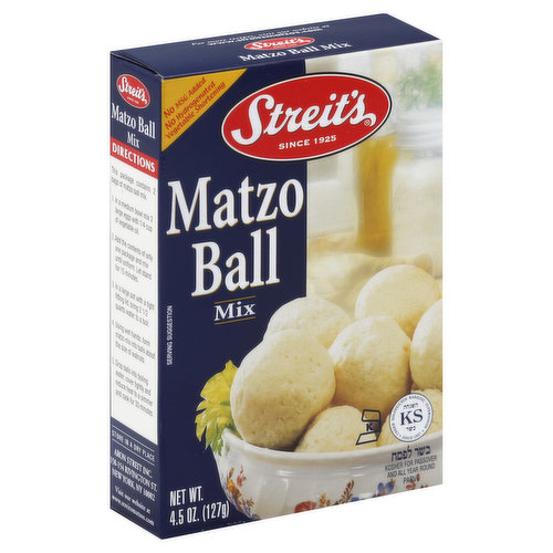 No MSG added. No hydrogenated vegetable shortening. Since 1925. The taste of a memory. In 1925 Aron Streit opened his first matzo bakery. That was on Rivington Street in Manhattan's Lower East Side, a place that would become as famous for its food as for its Yiddish theater. A tasty kugel, a hearty soup, a delicious matzo ball. People who lived there shared more than dreams of a better life in America - they shared their family's treasured recipes. Around the holidays, food was even more important. Just the right potato latkes were needed for Chanukah, the right kind of matzo on Passover. Streit's was there then and we're here now. We work out of the very same building used by our great-grandfather and we share his vision: to bring you wholesome Jewish food that takes you back to your childhood and connects you with your past. Streit's. The taste of a memory. A history of baking quality kosher products for over 80 years. Kosher for passover and all year round. Under the supervision of Rabbi M. Soloveichik. Product of USA.