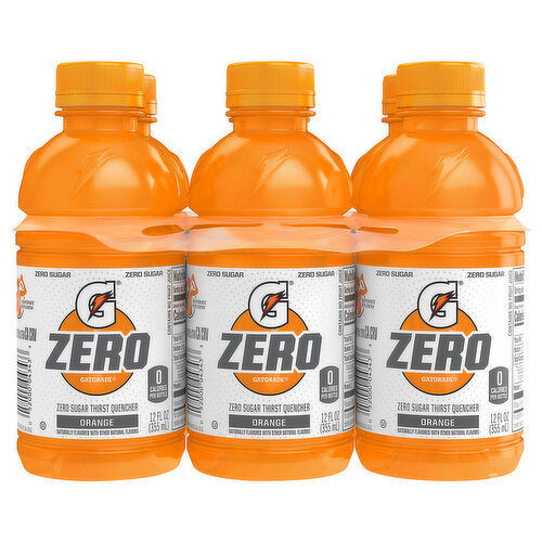 Gatorade Thirst Quencher, Zero Sugar, Orange, 6 Pack