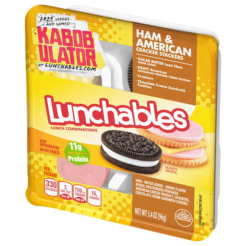 Lunchables Lunch Combinations, Cracker Stackers, Ham + American, with Fruit, Shop