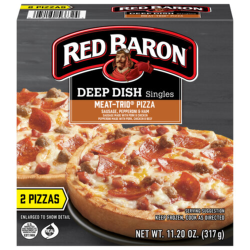 Red Baron Pizza, Meat-Trio, Deep Dish, Singles