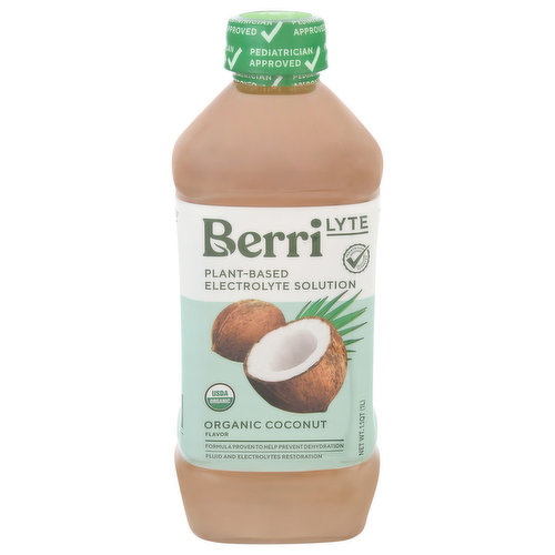 Berri lyte Electrolyte Solution, Organic, Coconut Flavor, Plant-Based