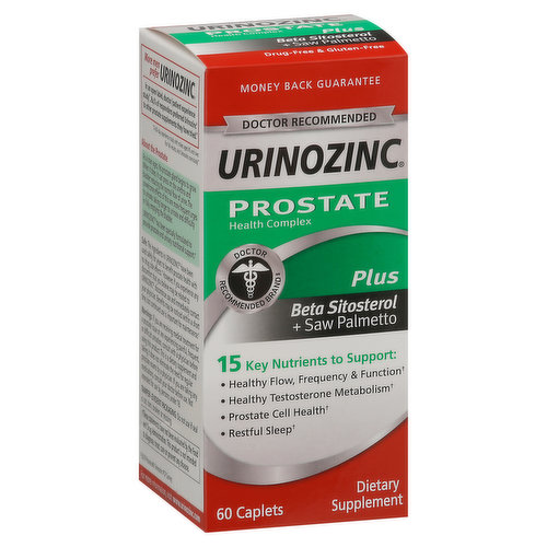 Urinozinc Prostate Plus, Beta Sitosterol + Saw Palmetto, Caplets