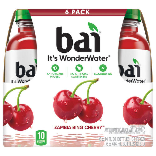 Bai Beverage, Zambia Bing Cherry, 6 Pack