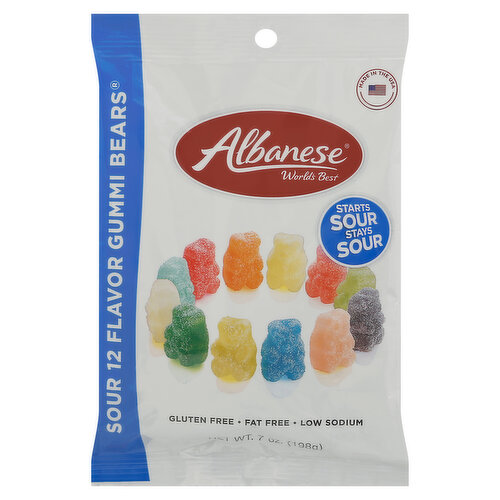 Albanese World's Best Gummi Bears, Sour, 12 Flavor