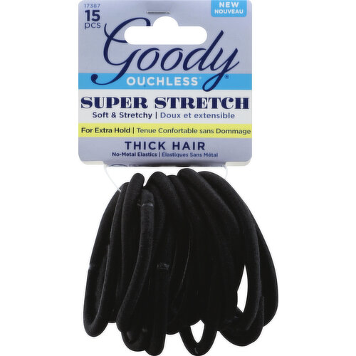 Goody Elastics, No-Metal, Super Stretch, Thick Hair