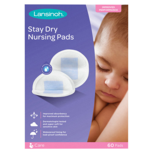 Lansinoh Stay Dry Disposable Nursing Pads for Breastfeeding, 60