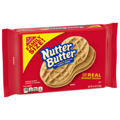 Nutter Butter Sandwich Cookies, Peanut Butter, Family Size