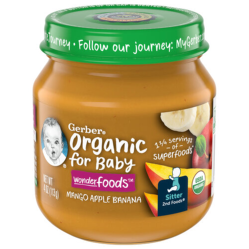 Gerber Mango Apple Banana, Wonderfoods, Sitter 2nd Foods