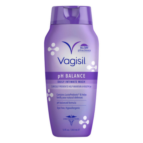 Clinically proven to help maintain a healthy pH. All day pHreshness. Contains LactoPrebiotic & helps fortify your natural defenses. pH Balanced formula. Dye-free, hypoallergenic. Gynecologist tested. Why pH Balance? Did you know that your period, menopause, having sex, even some daily cleansers can disrupt your vaginal area balance? Only Vagisil pH Balance Wash has LactoPrebiotic. Use it every day to help maintain a healthy pH balance. A balanced pH is an important step towards good intimate health. Light & fresh scent. Vagisil - Shameless about vaginal health. how2recylce.info. arl.org.au. Made in U.S.A.