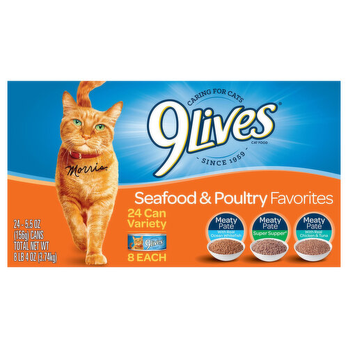 9 LIVES Cat Food, Seafood & Poultry Favorites, Variety