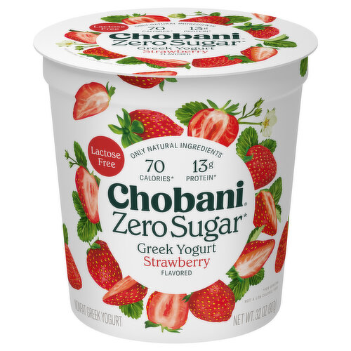 Chobani Yogurt, Greek, Nonfat, Zero Sugar, Strawberry Flavored ...