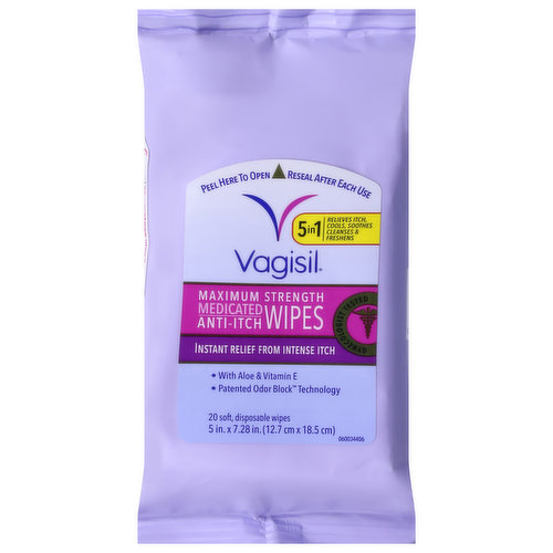 Vagisil Anti-Itch Wipes, Medicated, Maximum Strength