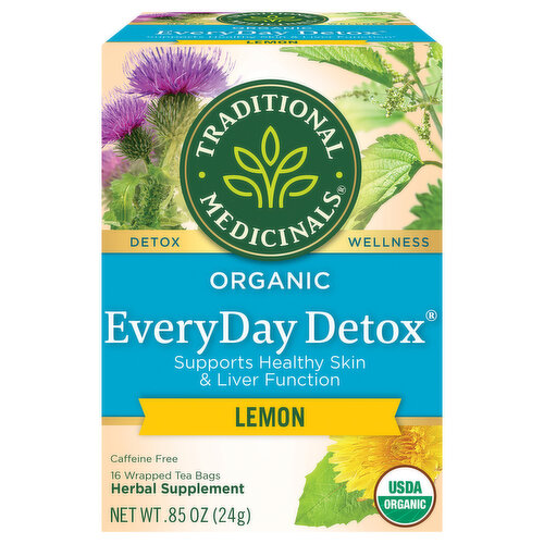 Traditional Medicinals Herbal Supplement, Organic, Lemon, Everyday Detox, Tea Bags