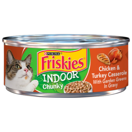 Friskies Cat Food, Chicken & Turkey Casserole, Indoor Chunky